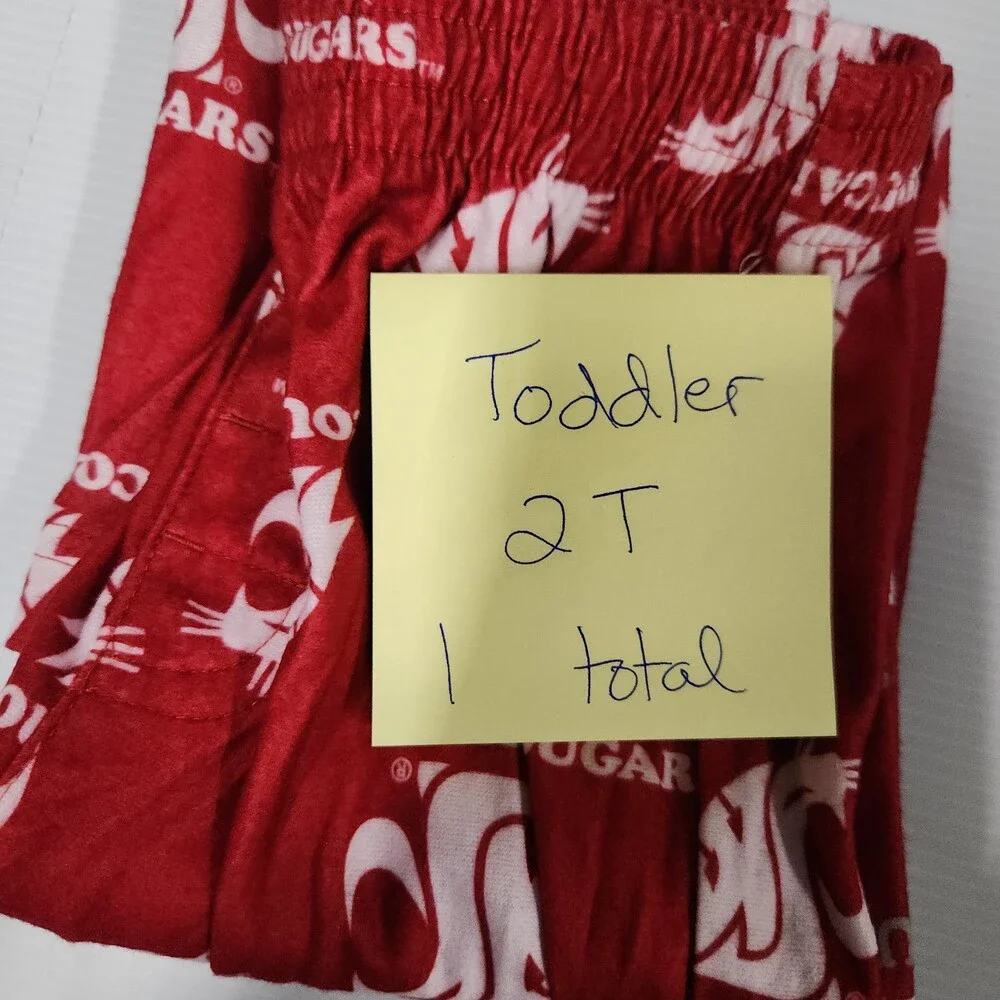 Wsu Cougars Toddler Pajama Lounge Pants 2T Flame Resistant Red White 142